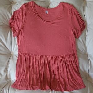Pink Peplum Short Sleeve Blouse